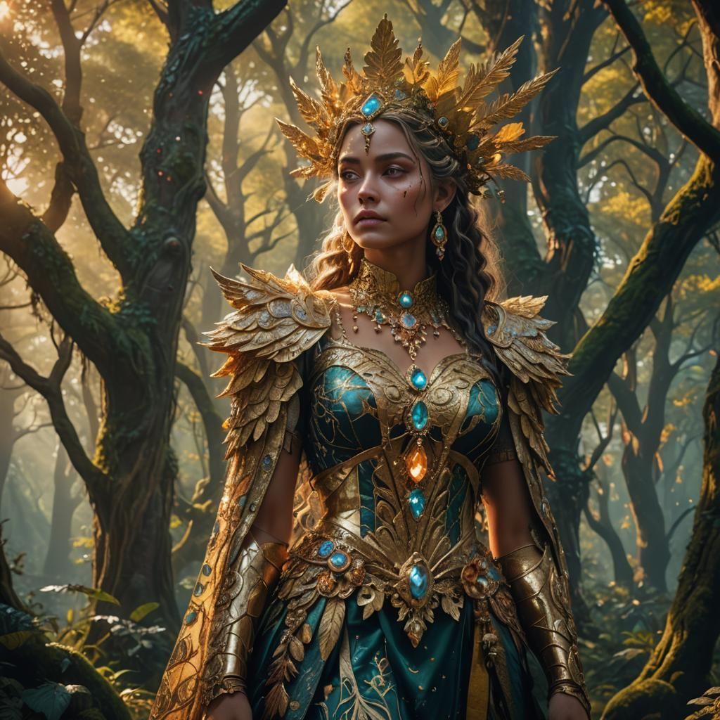 Mystical Forest Heroine in Fantasy Illustration