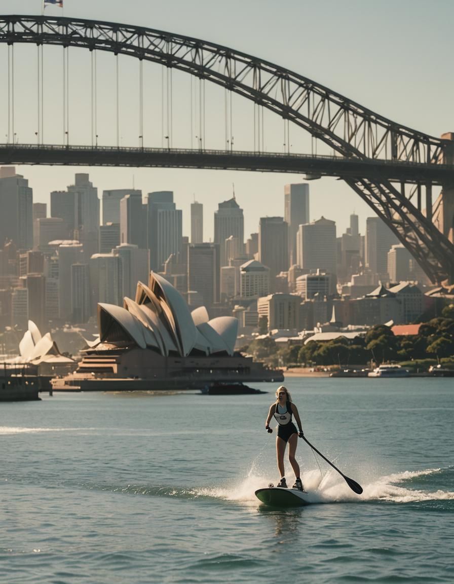 Margot Robbie Water Skiing at Sydney Harbour