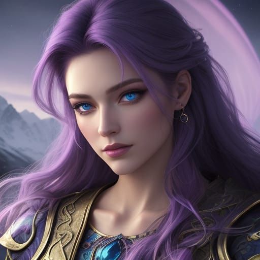 Mystical Kivarez Portrait with Aurora Background