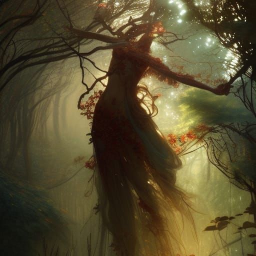 Dancing Dryad: Dark Fantasy Concept Art