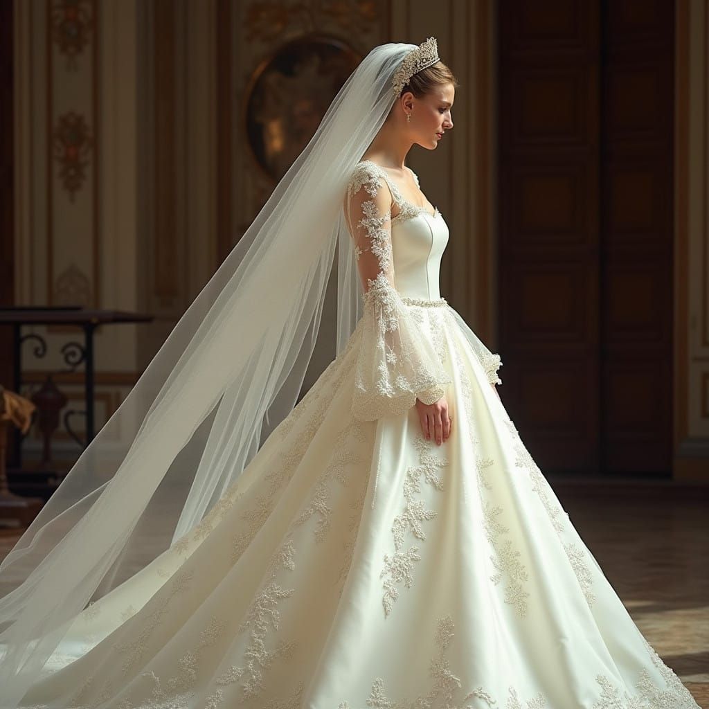 Traditional Apostolic Cathedral Wedding Gown with Modest Nec...