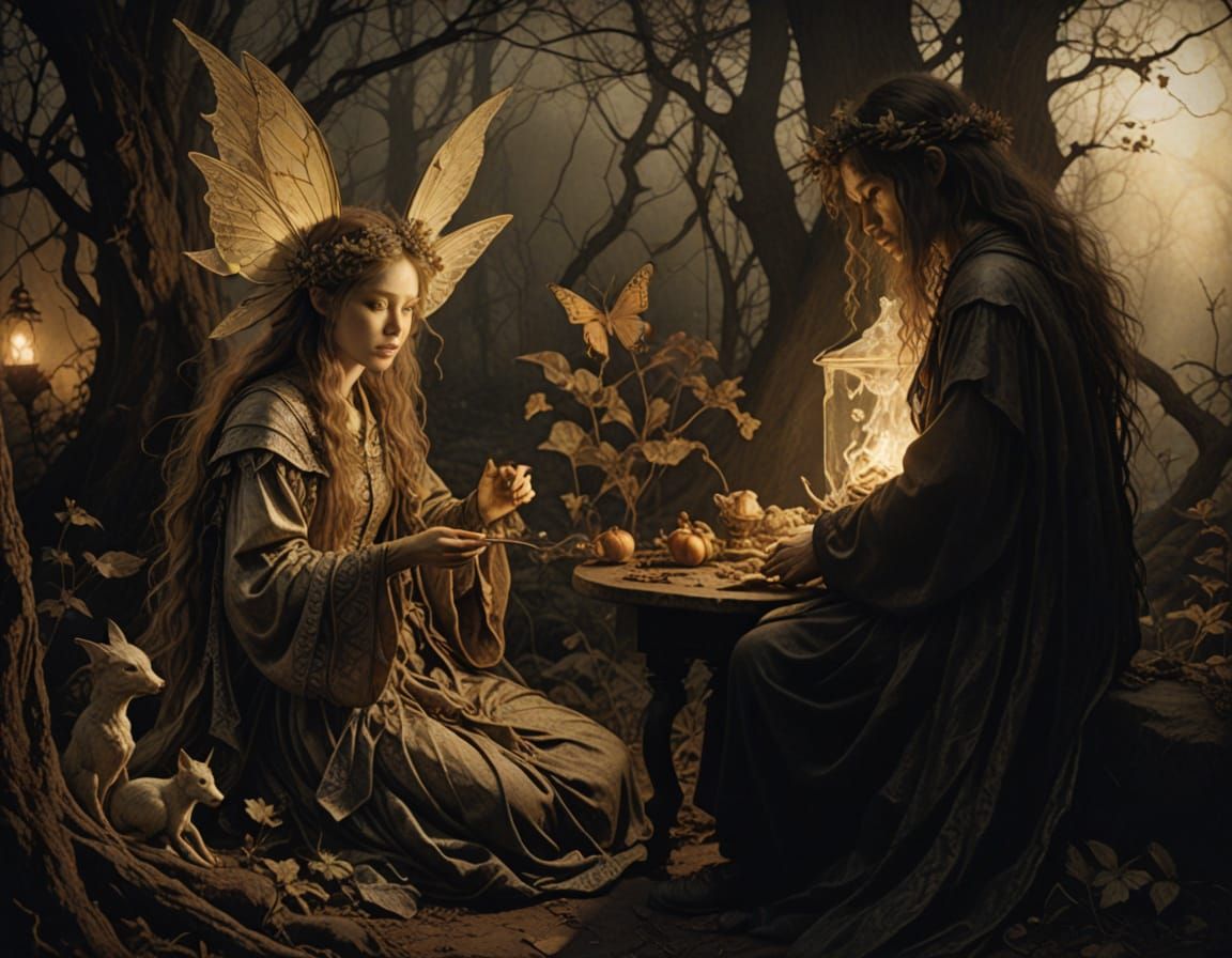 Ethereal Fairy Scene in Collodion Photography Style