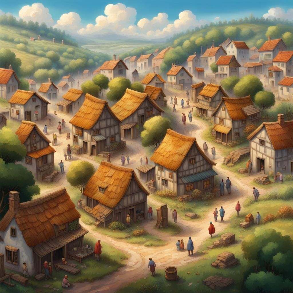 Vaporous Villagers Populate a Bold Countryside Village