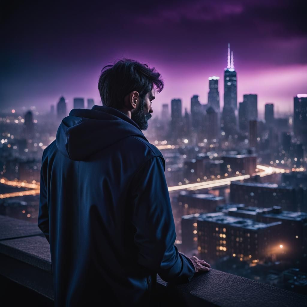 Moody Cityscape in Hyperrealism with Lens Flares