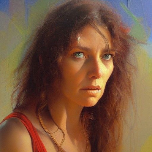 Heart Woman in Oil Painting Style