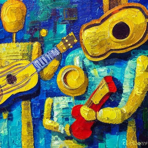 Robot Monks' Symphony: Neo-Impressionistic Oil Painting