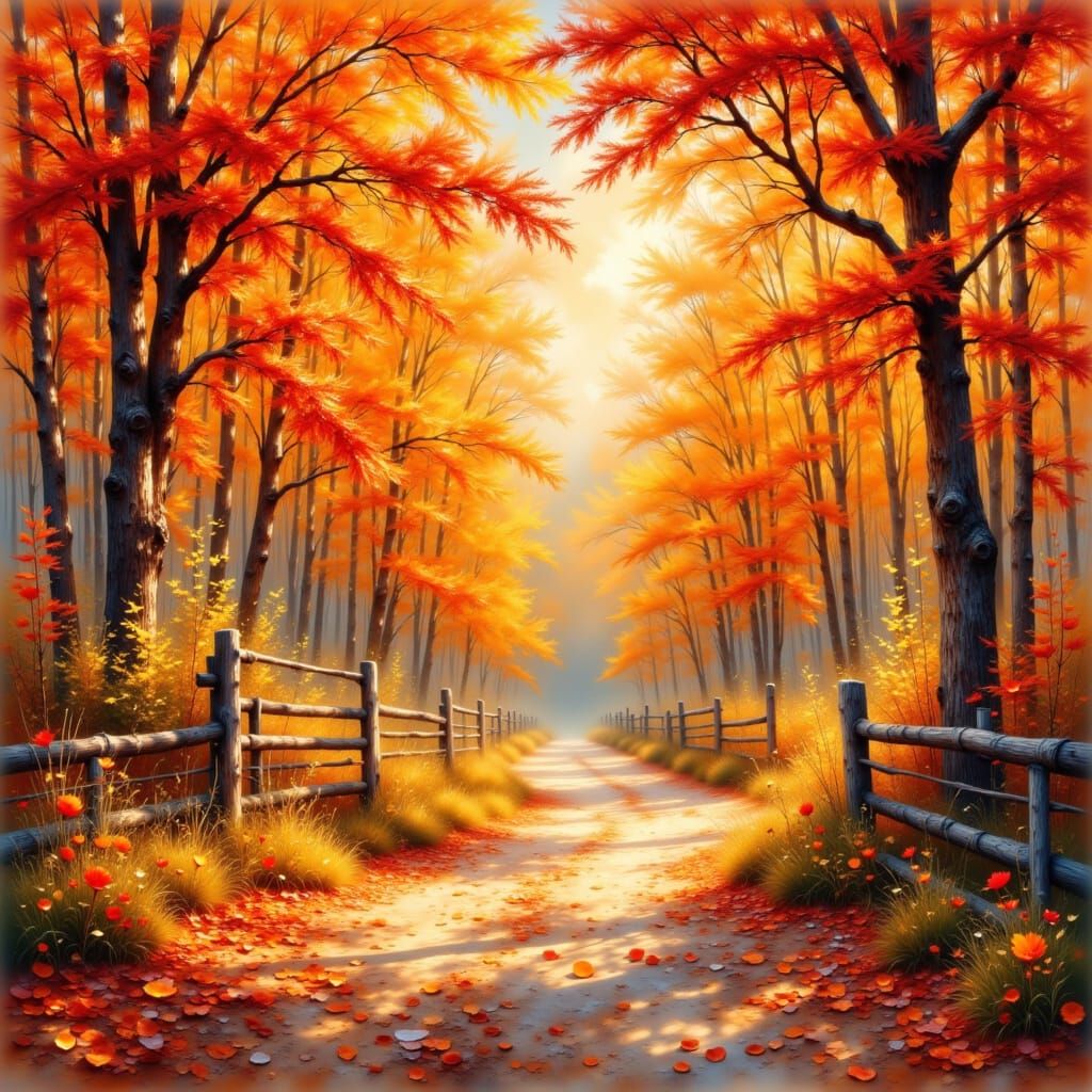 Autumnal Landscape in Impasto Style