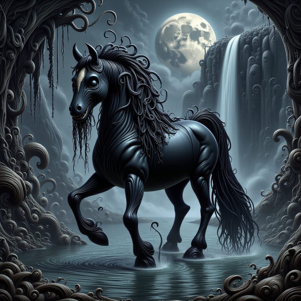 Majestic Black Horse in Gothic Style