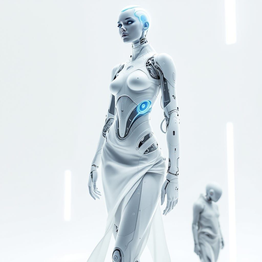 Cybernetic Model Erika Nova in Futuristic Virtual Space
