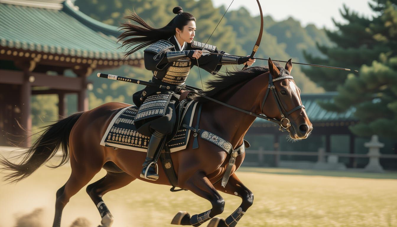 Samurai Warrior on Horseback in Dynamic Motion