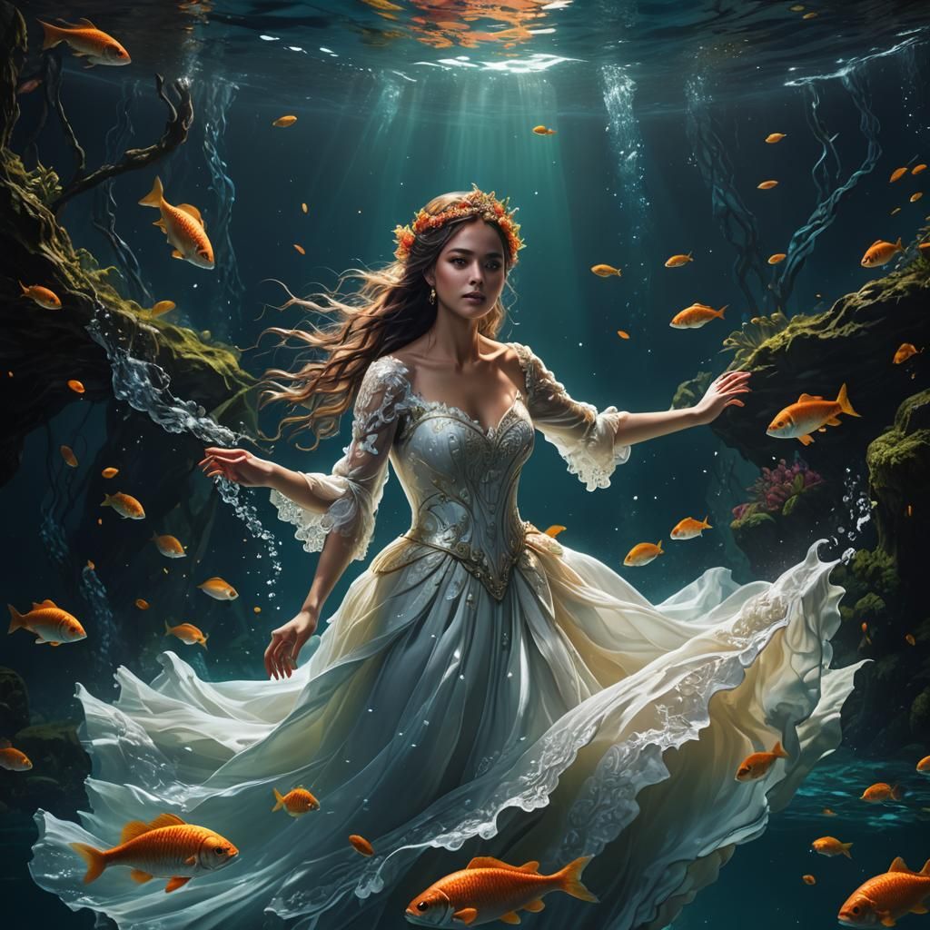 Drowning Bride: Detailed Matte Painting in Deep Color