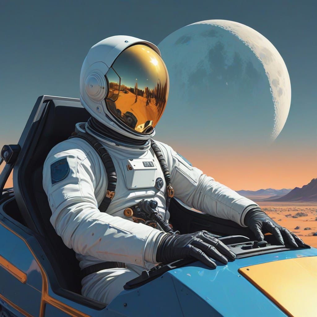 Future Astronaut Drives Flying Car on the Moon with a Stunni...