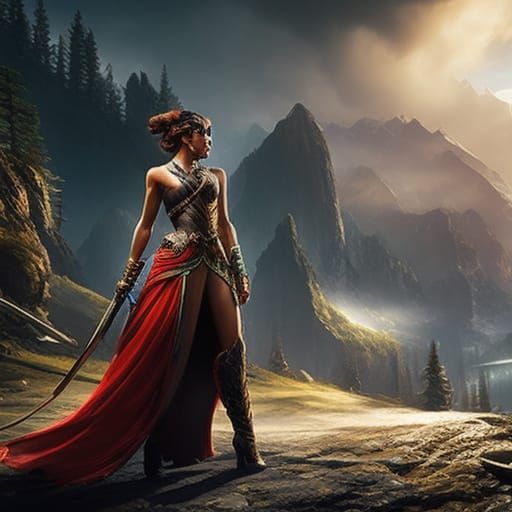 Hyperrealistic Female Boxer in Splash Art Style