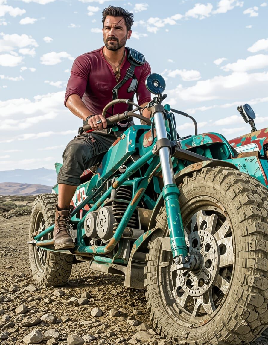 Post-Apocalyptic Warrior in Barren Wasteland