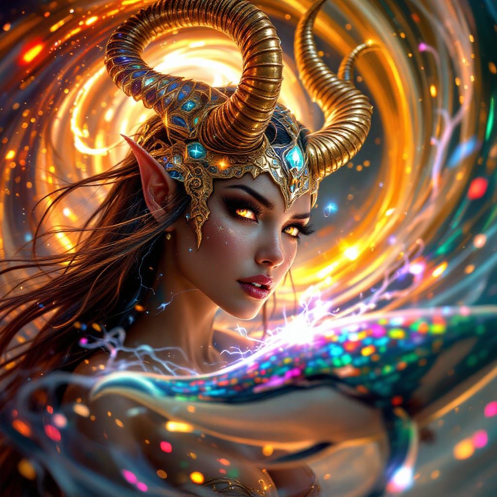 Multi-Ethnic Elf Sorceress in Hyper-Realism Style