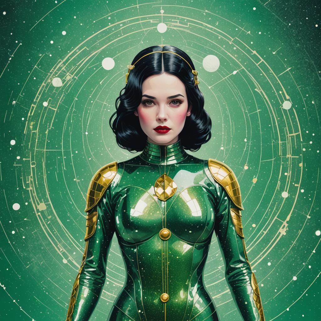 Snow White Space Mermaid in Pop Art Style