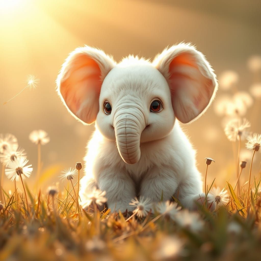 Charming Elephant Bunny in a Whimsical Golden Meadow