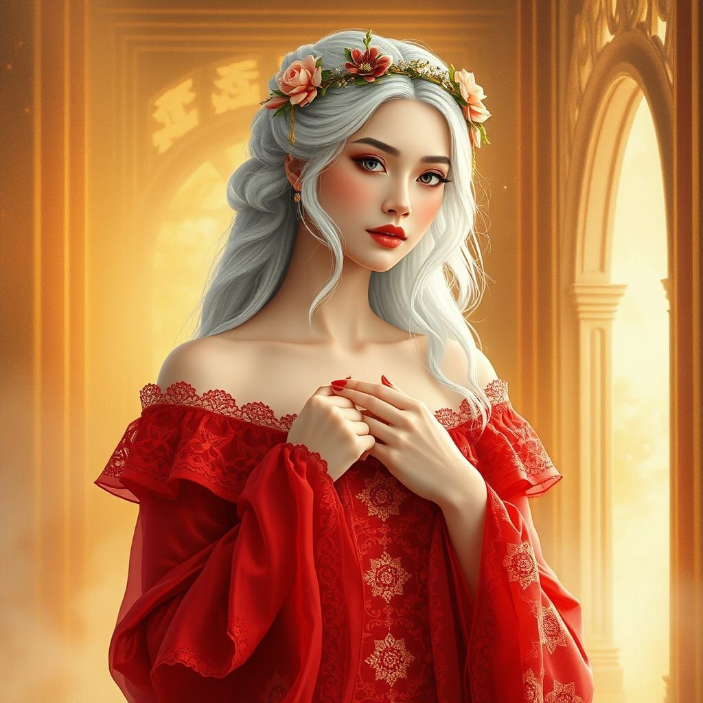 Golden Chamber Enchantress in Art Nouveau Style