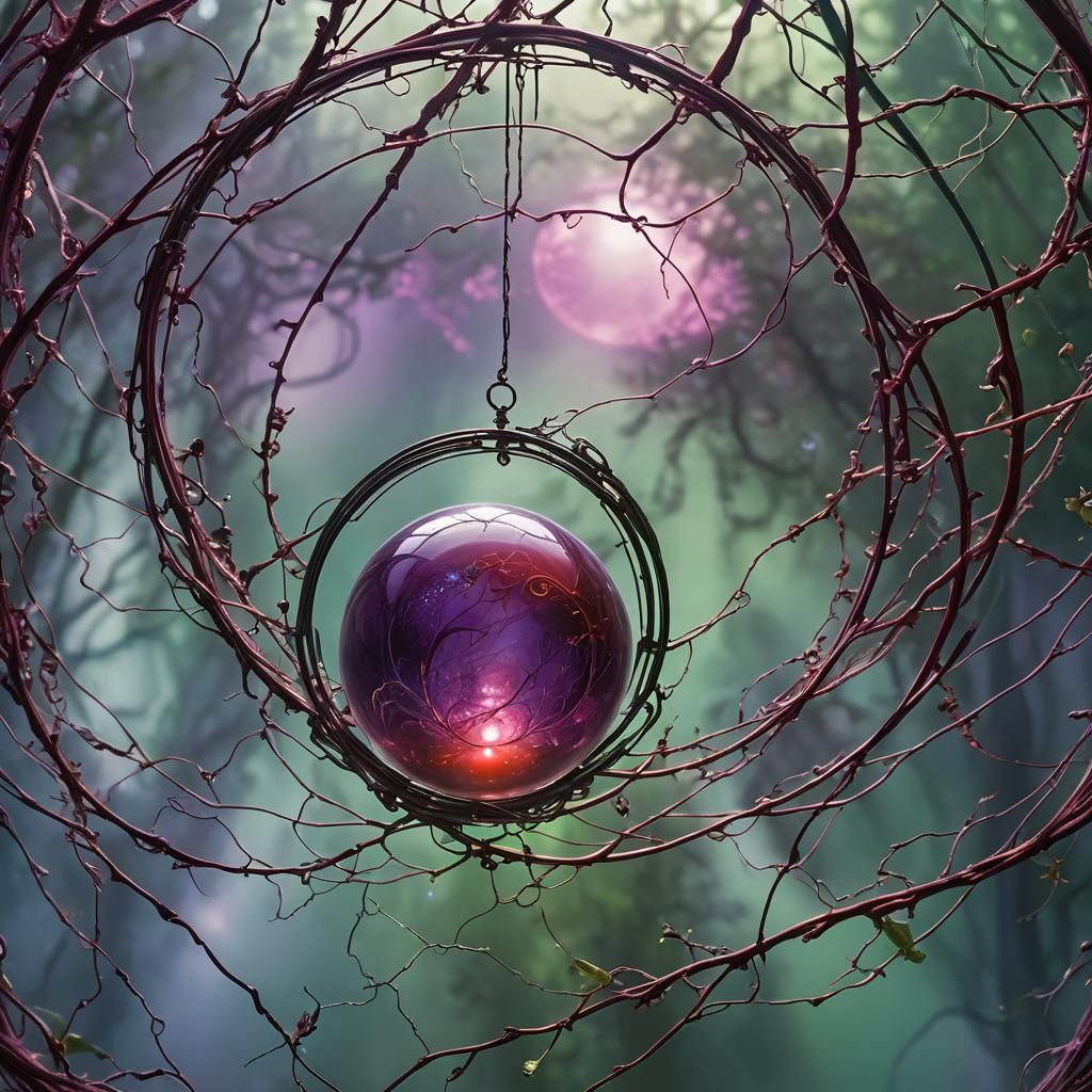 Luminous Red Orb with Purple Ether, Sci-Fi Art