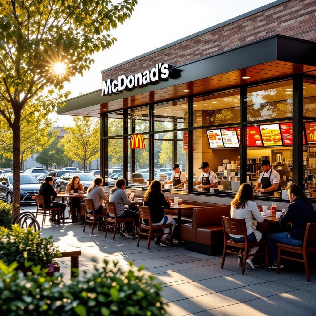McDonald's Restaurant at Noon in Photorealistic Style