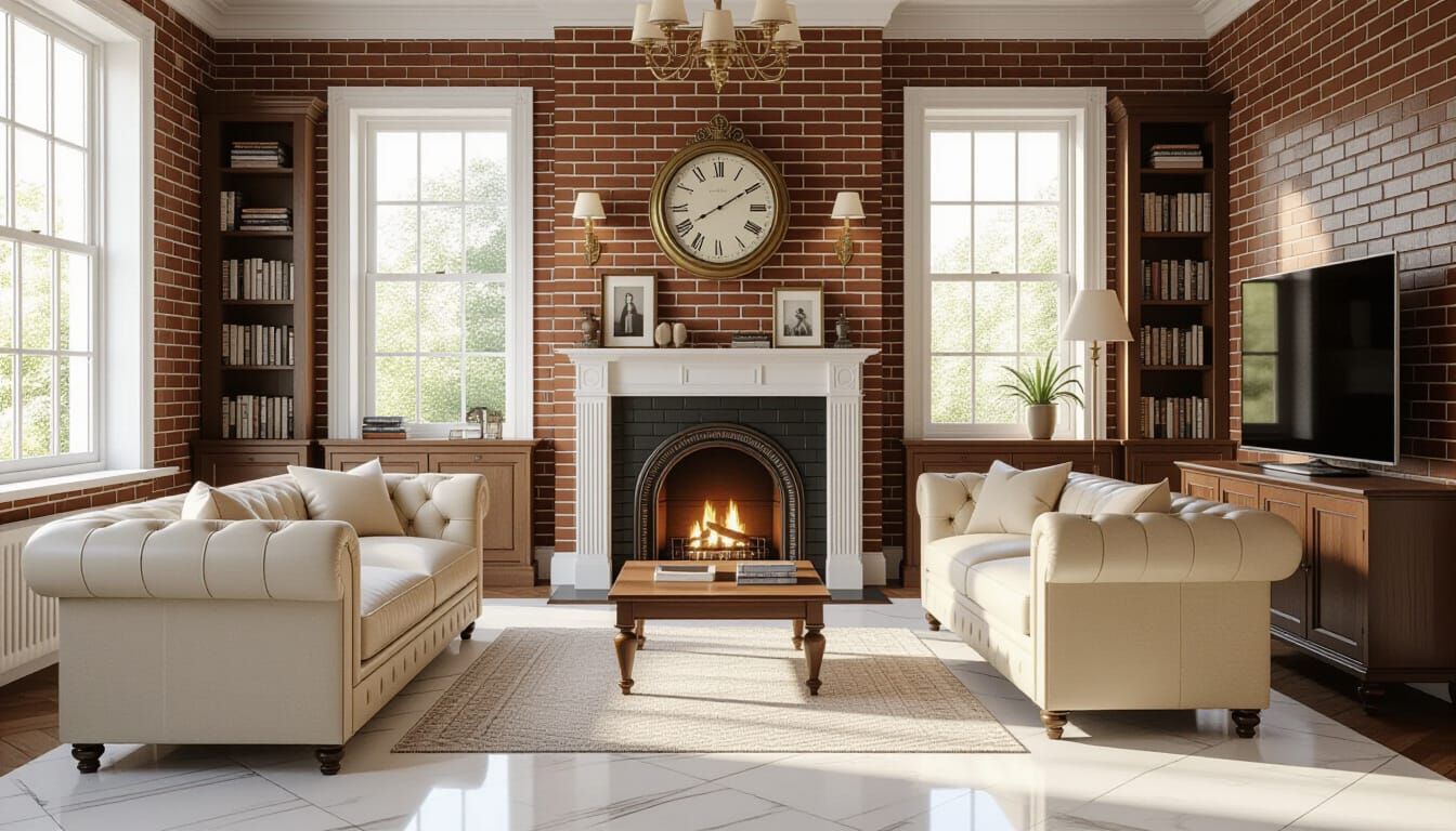 Vibrant Victorian Living Room with Sunlight and Antique Deco...