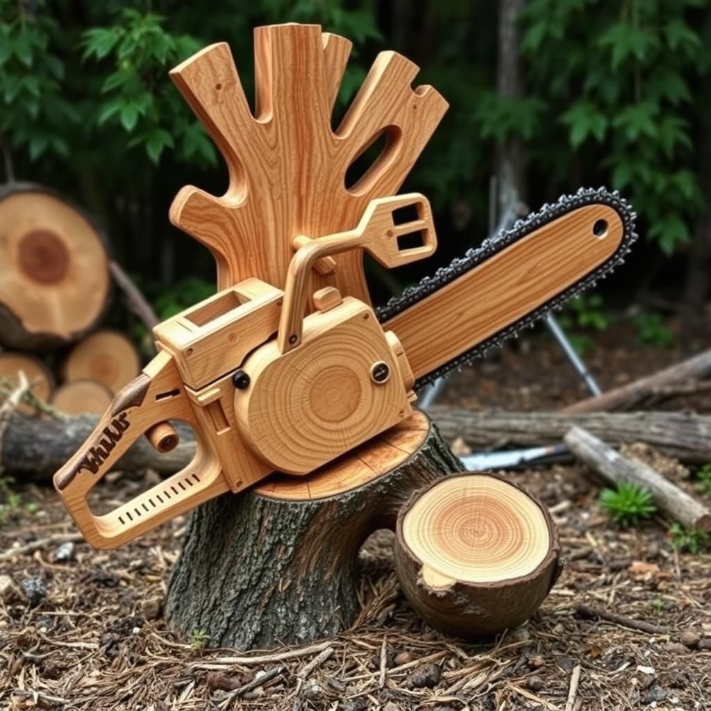 Detailed Chainsaw Wood Art Sculpture