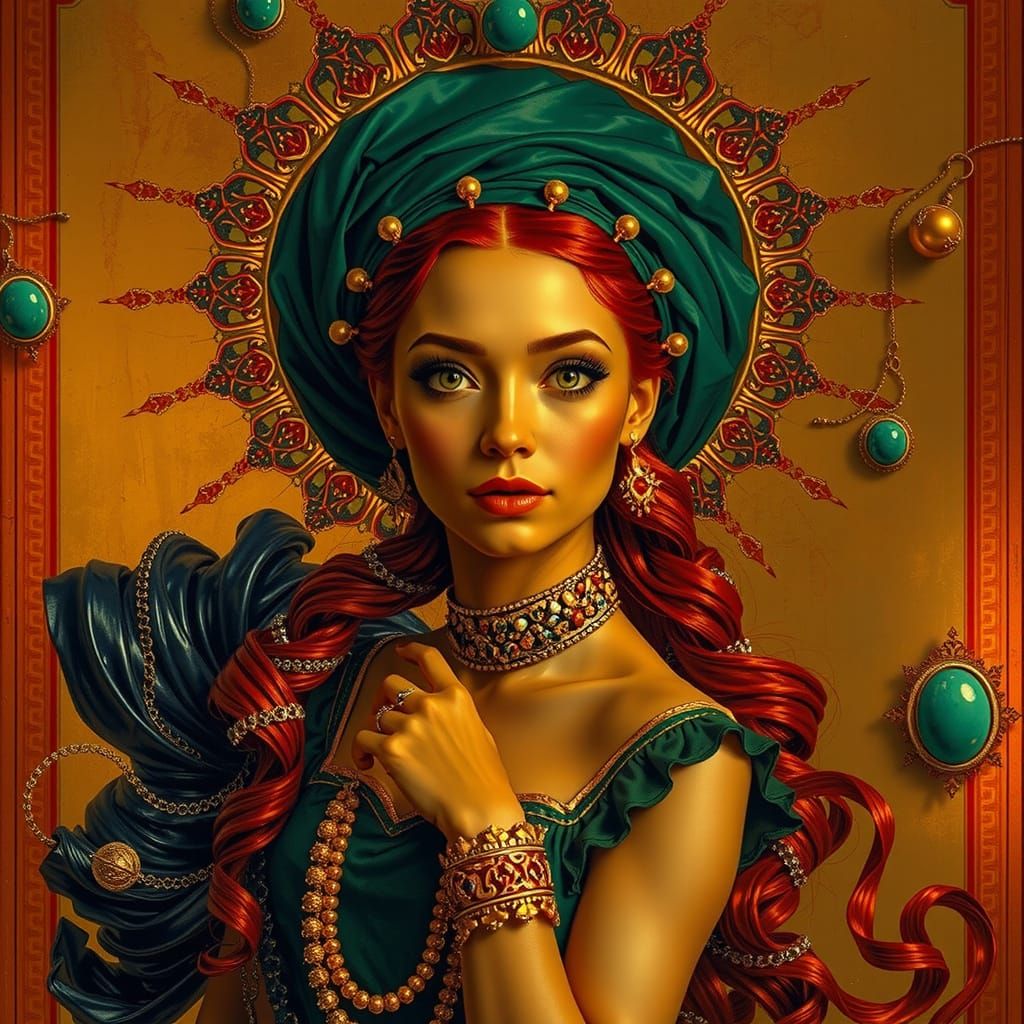 Metallic Swirls of Red and Gold