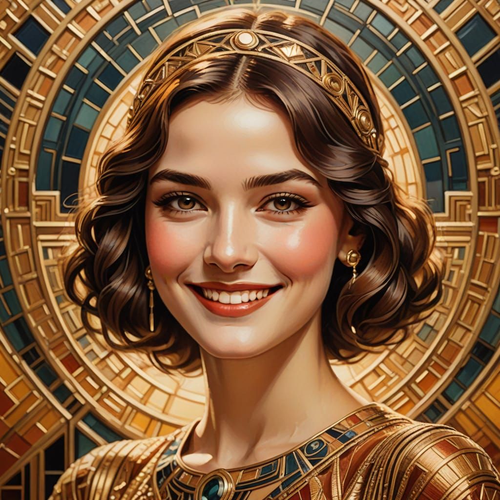 Elegant Art Deco Portrait of a Beautiful Woman