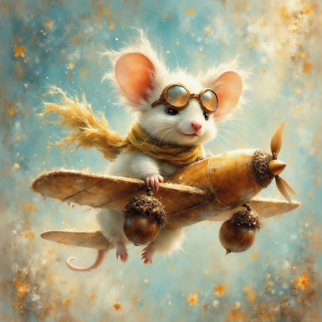 Whimsical Mouse Pilot Takes Flight