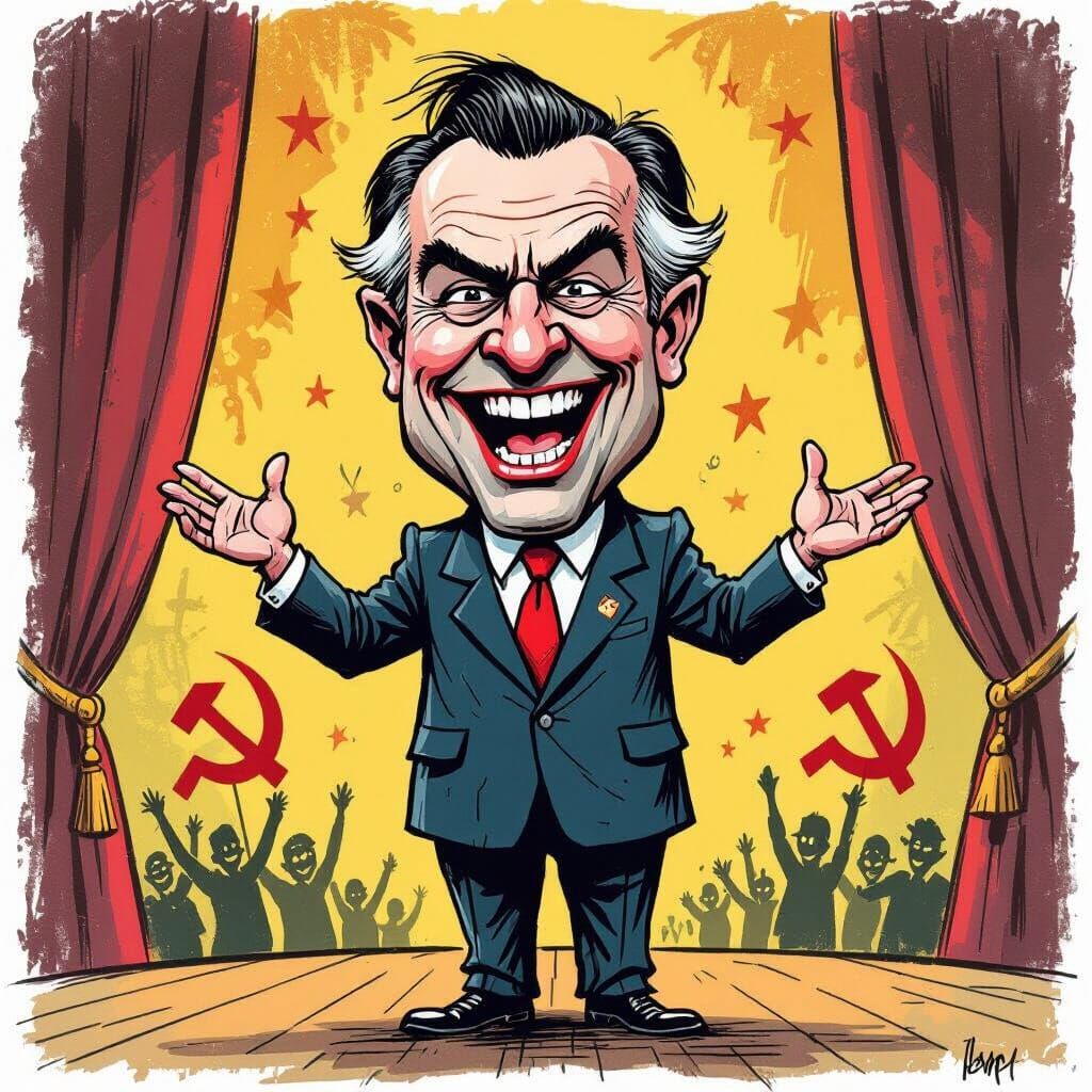 Political Satire Illustration of a Demonic Politician