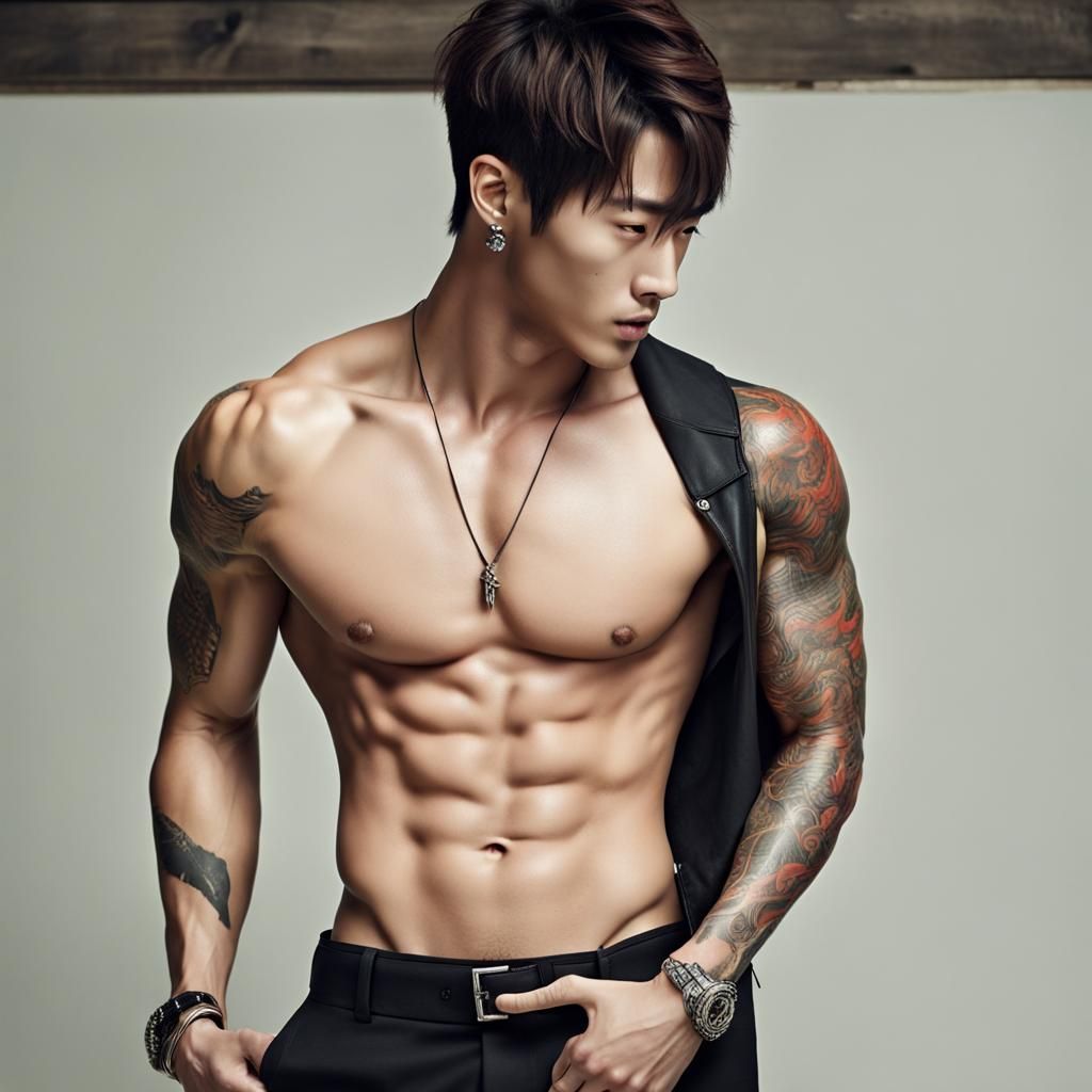 Korean Idol with Dragon Tattoo Art
