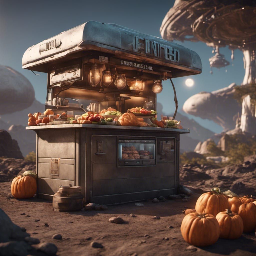 Alien Food Stall on Interstellar Space Station