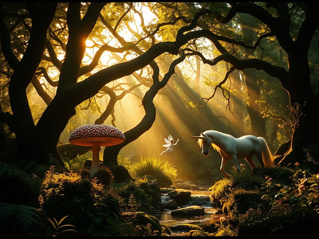 Whispers of Forgotten Tales in an Ancient, Golden Forest