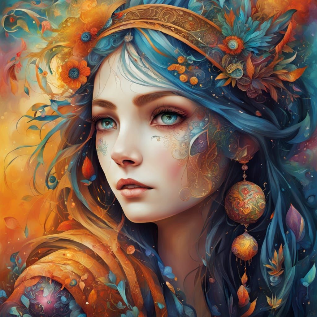Enchanting Bohemian Fantasy in Vibrant Abstraction