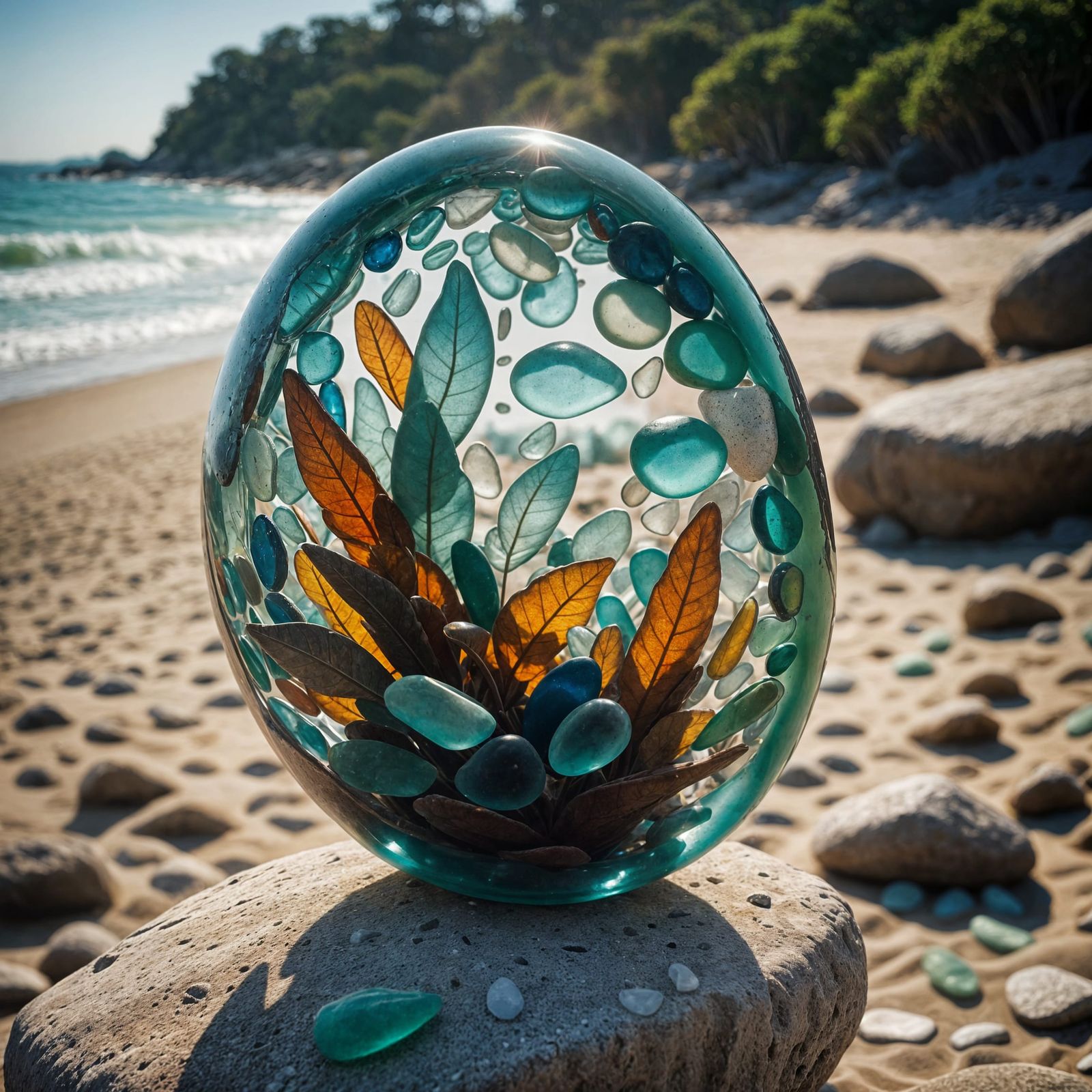 Sea Glass Sculpture Viewed From Child's Eye Level