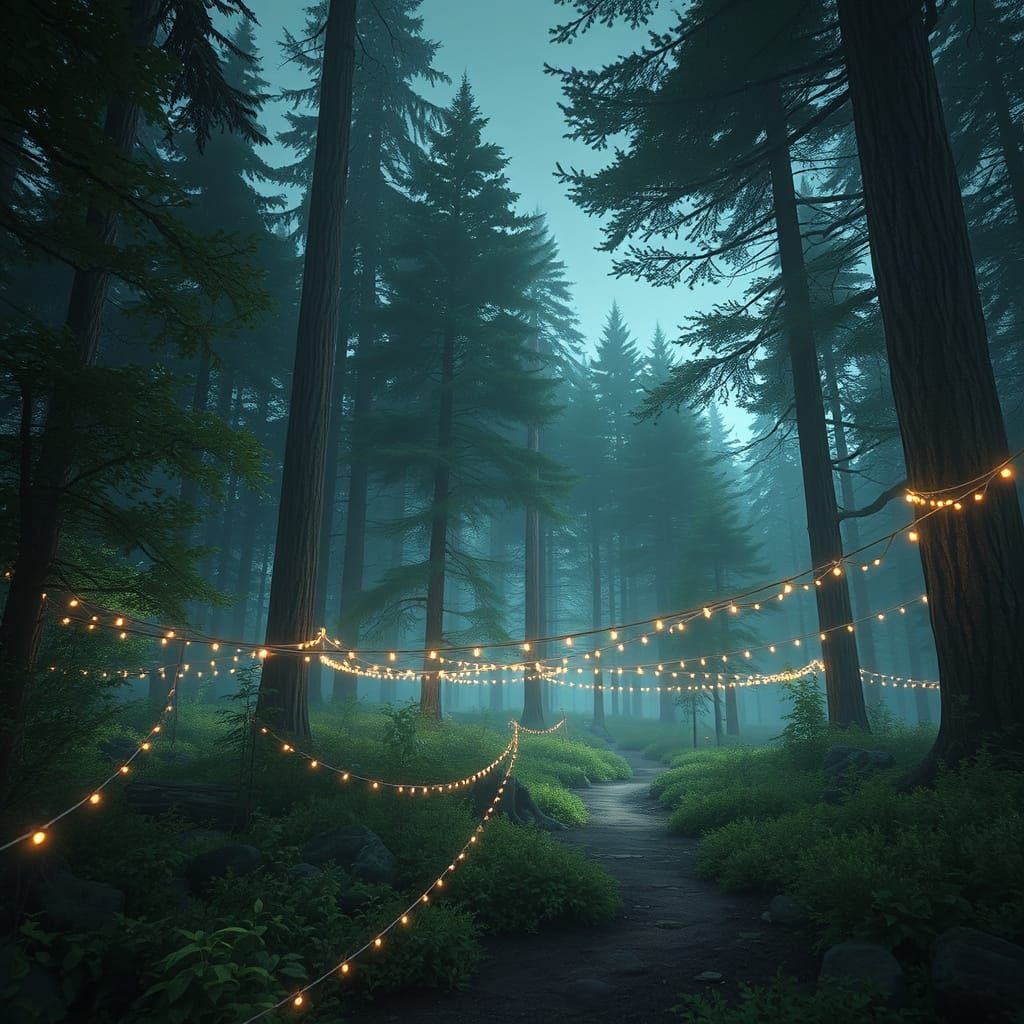 Serene Forest Illuminated: A Digital Landscape
