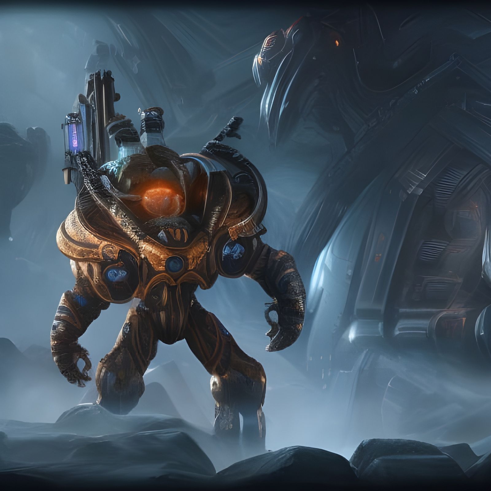 Hyperdetailed Starcraft Unit Concept Art in 8k