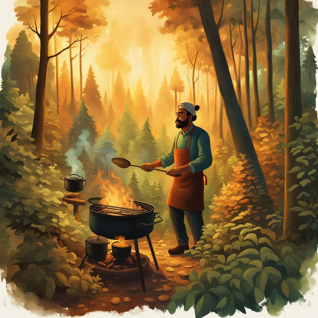 Forest Cooking: Vibrant Naturalism in Wilderness Art