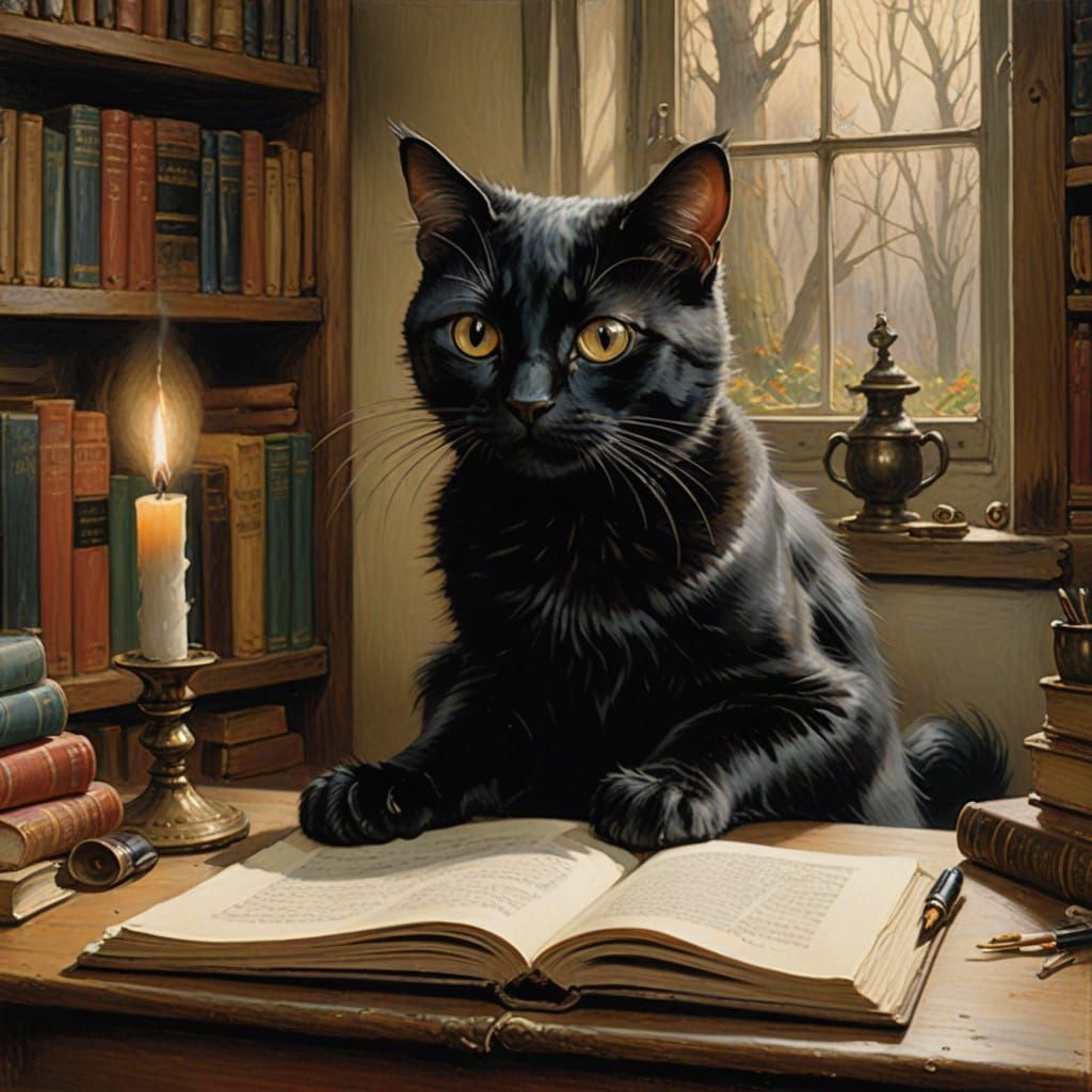 Whimsical Study Scene in Moody Artistic Style