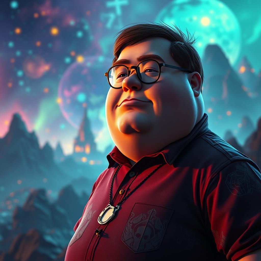 Peter Griffin in a Fantastical, Vibrant Realm