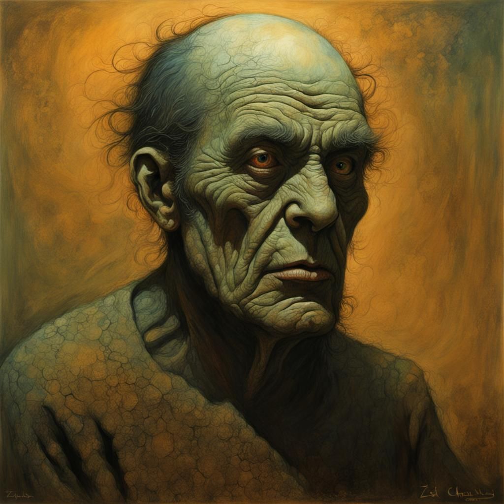 Eerie Portrait in Beksinski's Apocalyptic Style