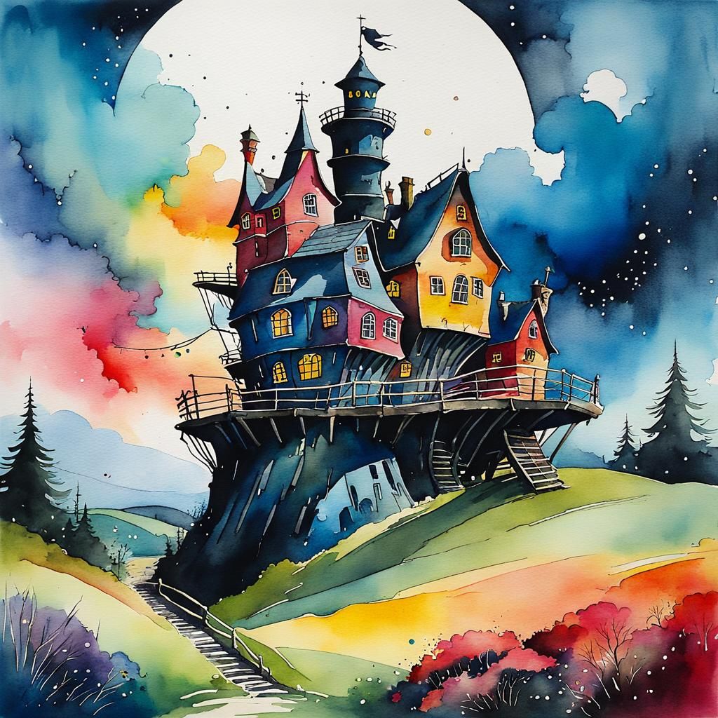 Whimsical Watercolor: Wonky Howl's Moving Castle