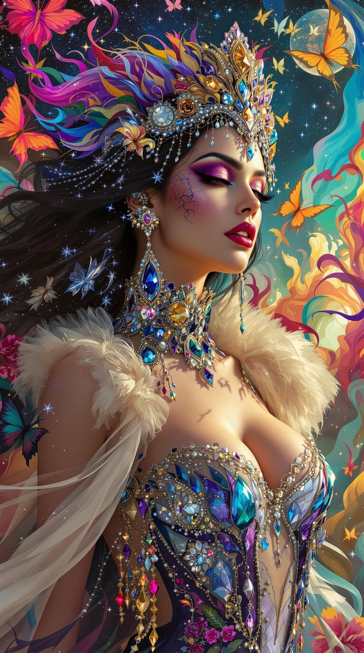 Glamorous Goddess in Art Nouveau Style