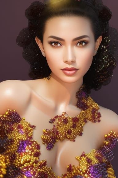 Glittery Honey Bee Woman Portrait in Artgerm Style