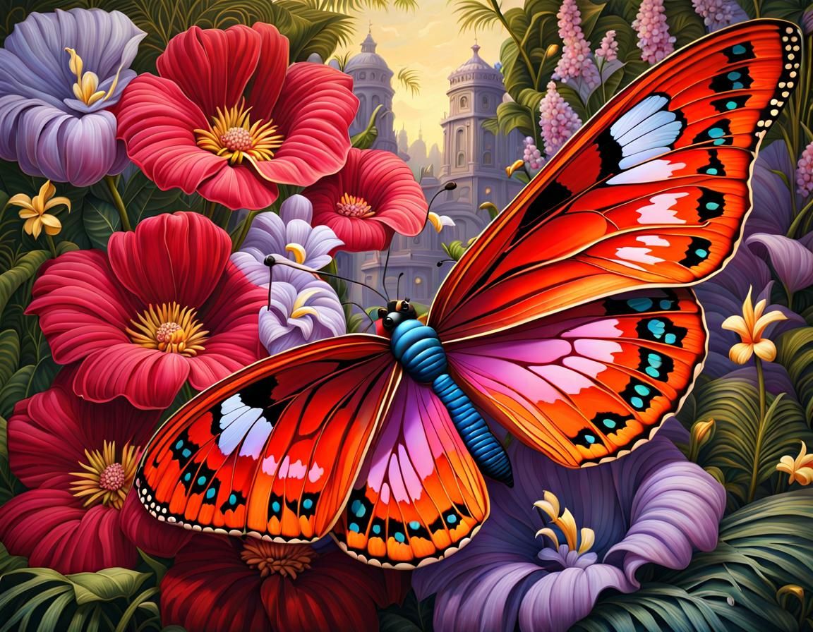 Intricate Black Gothic Butterfly in Baroque Style