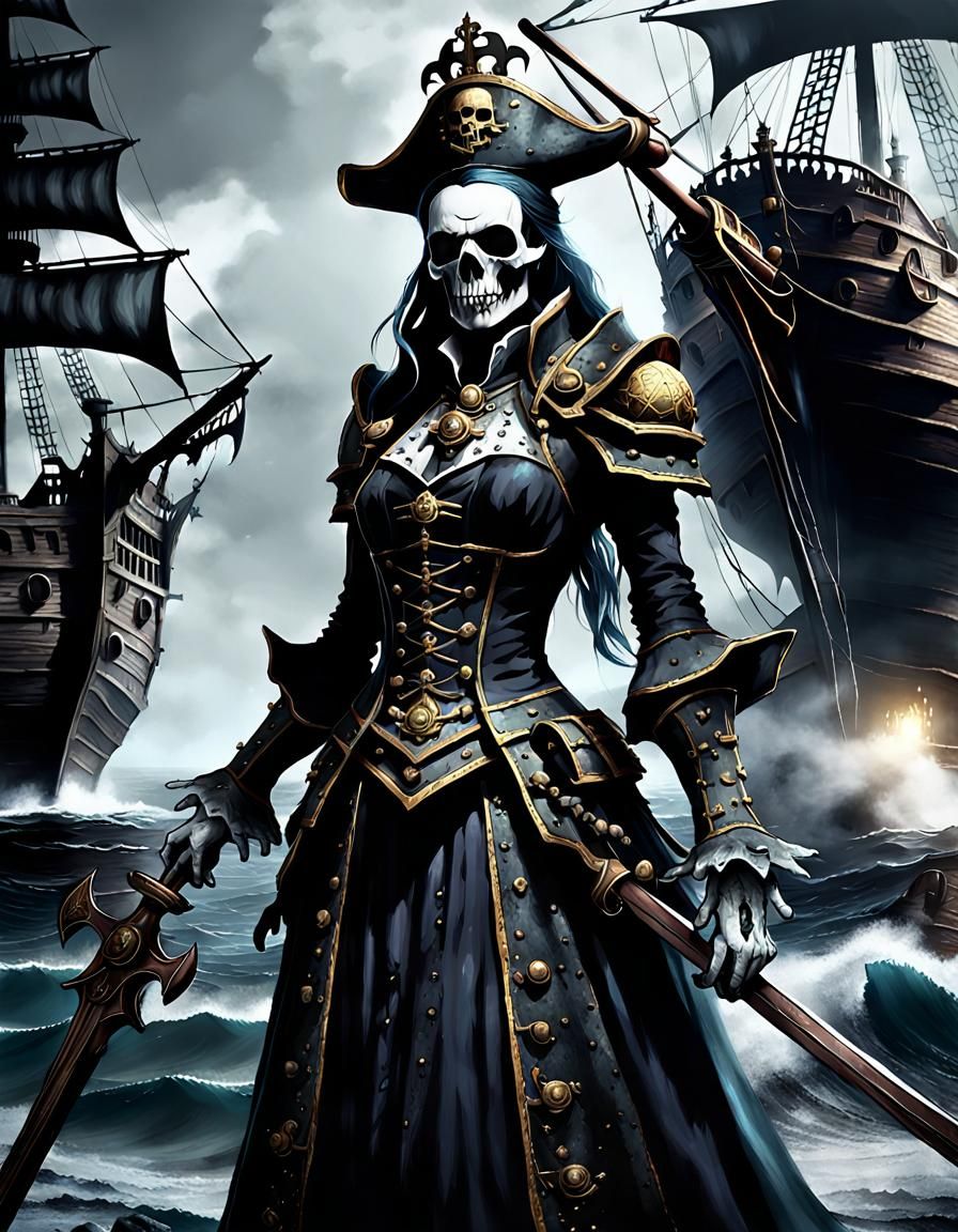 Ghostly Pirate Queen of Undead Galleon