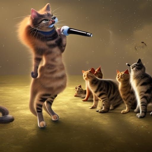 Singing Cat Performer in Concert Art