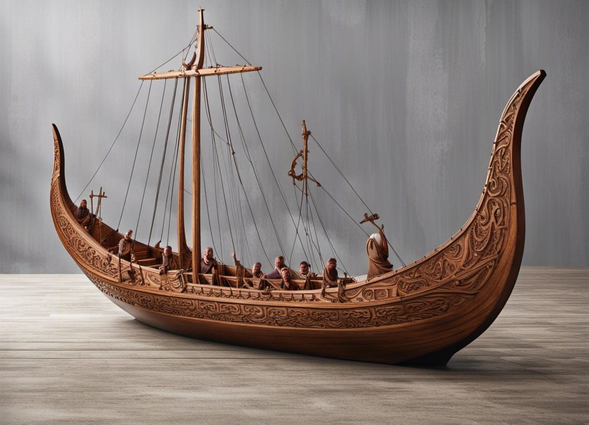 Viking Ship: Dragon Prow in Splash Art Style