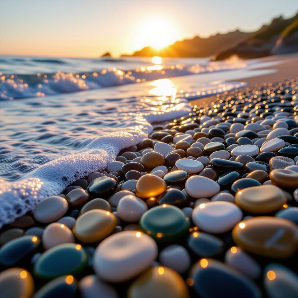 Vibrant Glass Pebble Beach California Shoreline