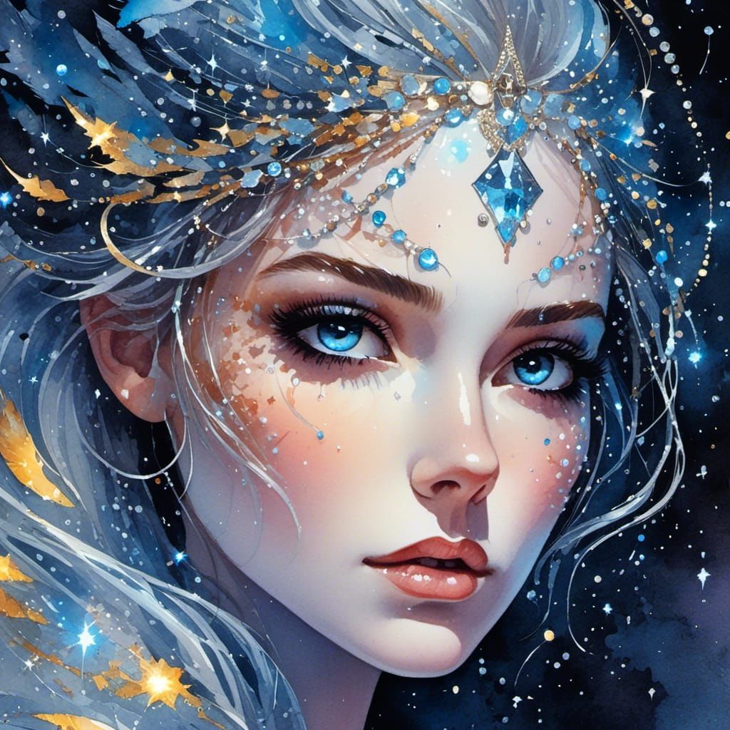 Cosmic Starlight: Portrait in Digital Art Style